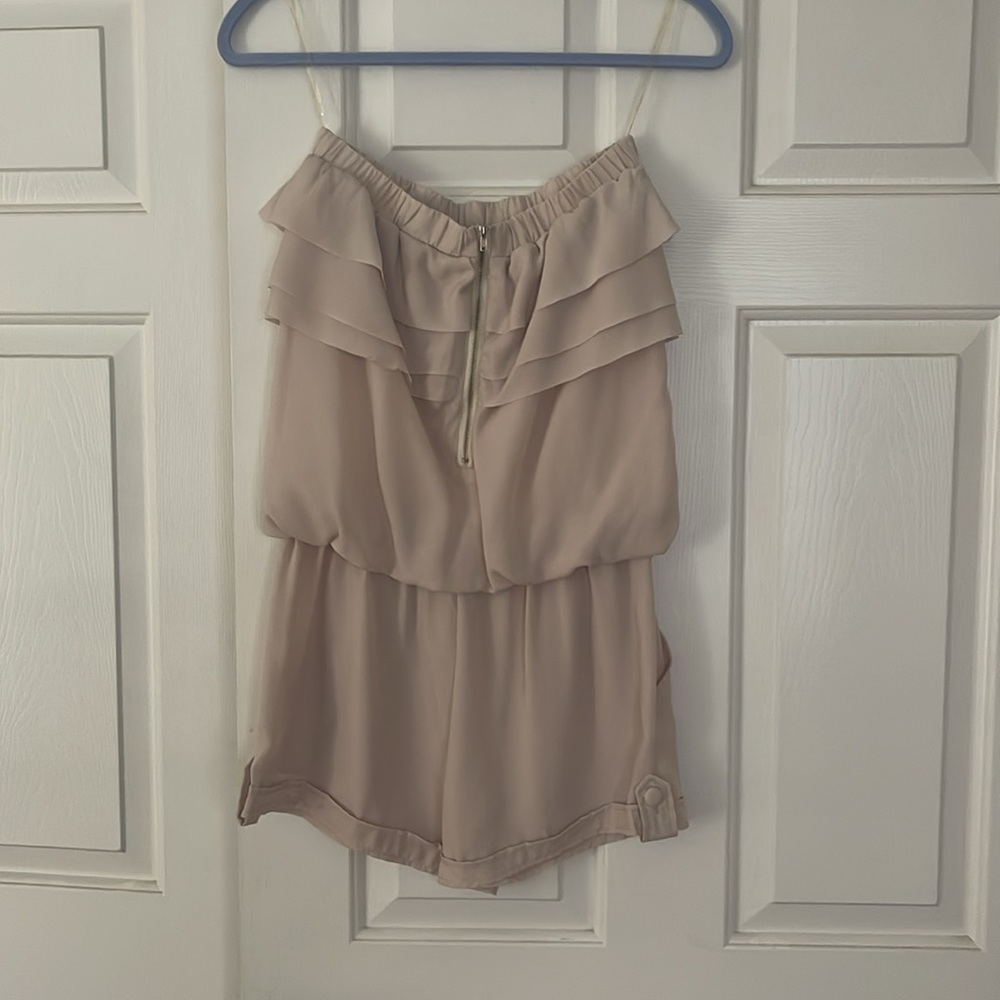 Cream Chiffon Ruffle romper - Picture 2 of 3